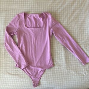 Abercrombie square neck pink long sleeve bodysuit